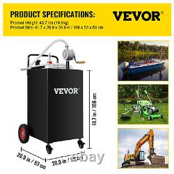 VEVOR Fuel Caddy Fuel Storage Tank 35 Gallon 4 Wheels with Manuel Pump, Black