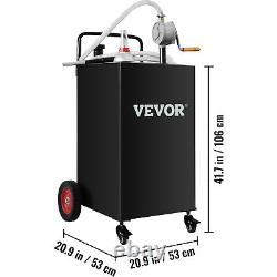 VEVOR Fuel Caddy Fuel Storage Tank 35 Gallon 4 Wheels with Manuel Pump, Black