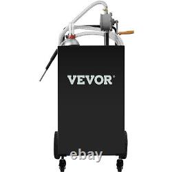 VEVOR Fuel Caddy Fuel Storage Tank 35 Gallon 4 Wheels with Manuel Pump, Black