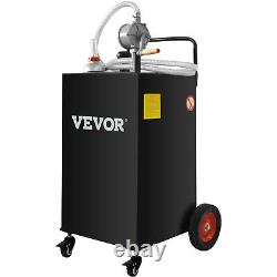 VEVOR Fuel Caddy Fuel Storage Tank 35 Gallon 4 Wheels with Manuel Pump, Black