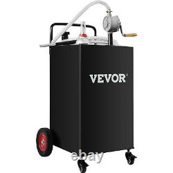 VEVOR Fuel Caddy Fuel Storage Tank 35 Gallon 4 Wheels with Manuel Pump, Black