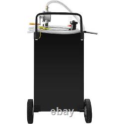 VEVOR Fuel Caddy Fuel Storage Tank 35 Gallon 4 Wheels with Manuel Pump, Black