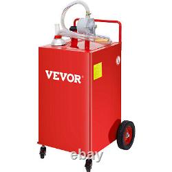 VEVOR Fuel Caddy Fuel Storage Tank 35 Gallon 4 Wheels with Manuel Pump Red