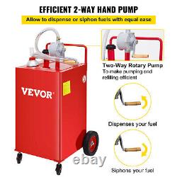 VEVOR Fuel Caddy Fuel Storage Tank 35 Gallon 4 Wheels with Manuel Pump Red