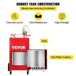 VEVOR Fuel Caddy Fuel Storage Tank 35 Gallon 4 Wheels with Manuel Pump Red