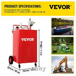 VEVOR Fuel Caddy Fuel Storage Tank 35 Gallon 4 Wheels with Manuel Pump Red