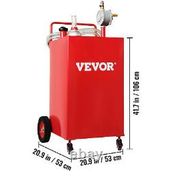 VEVOR Fuel Caddy Fuel Storage Tank 35 Gallon 4 Wheels with Manuel Pump Red