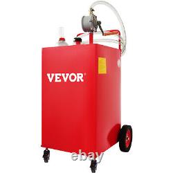 VEVOR Fuel Caddy Fuel Storage Tank 35 Gallon 4 Wheels with Manuel Pump Red