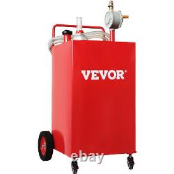 VEVOR Fuel Caddy Fuel Storage Tank 35 Gallon 4 Wheels with Manuel Pump Red