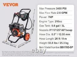 VEVOR Gas Pressure Washer, 3400 PSI 2.6 GPM, With Aluminum Pump, Spray Gun