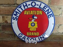 Vintage 1959 Smith-o-lene Aviation Brand Gasoline Porcelain Gas Pump Sign 12