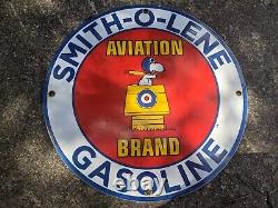 Vintage 1959 Smith-o-lene Aviation Brand Gasoline Porcelain Metal Gas Pump Sign