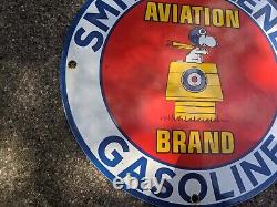 Vintage 1959 Smith-o-lene Aviation Brand Gasoline Porcelain Metal Gas Pump Sign
