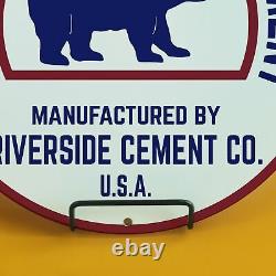 Vintage Bear Brand Portland Cement USA Porcelain Sign Gas Station Pump Motor Oil