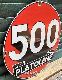 Vintage Platolene 500 Porcelain Sign 12 Gas Oil Pump Gasoline