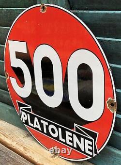 Vintage Platolene 500 Porcelain Sign 12 Gas Oil Pump Gasoline