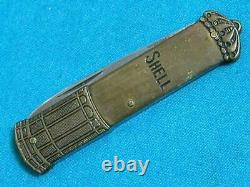 Vintage Smf Stocker Germany Shell Oil Figural Gas Pump Shaped Pen Knife Knives