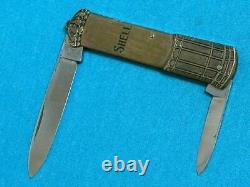 Vintage Smf Stocker Germany Shell Oil Figural Gas Pump Shaped Pen Knife Knives