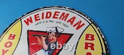 Vintage Weideman Boy Brand Sign Porcelain Piggly Grocery Store Gas Pump Sign