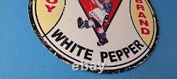 Vintage Weideman Porcelain White Pepper Gas Pump General Store Sign