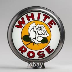 White Rose Flower 13.5 Gas Pump Globe with Steel Body (G204)